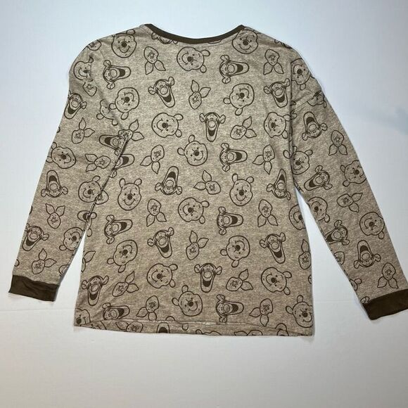 Disney Tan Brown Winnie The Pooh Long Sleeve Top Bottom Pajama Set Size Small - Picture 4 of 10